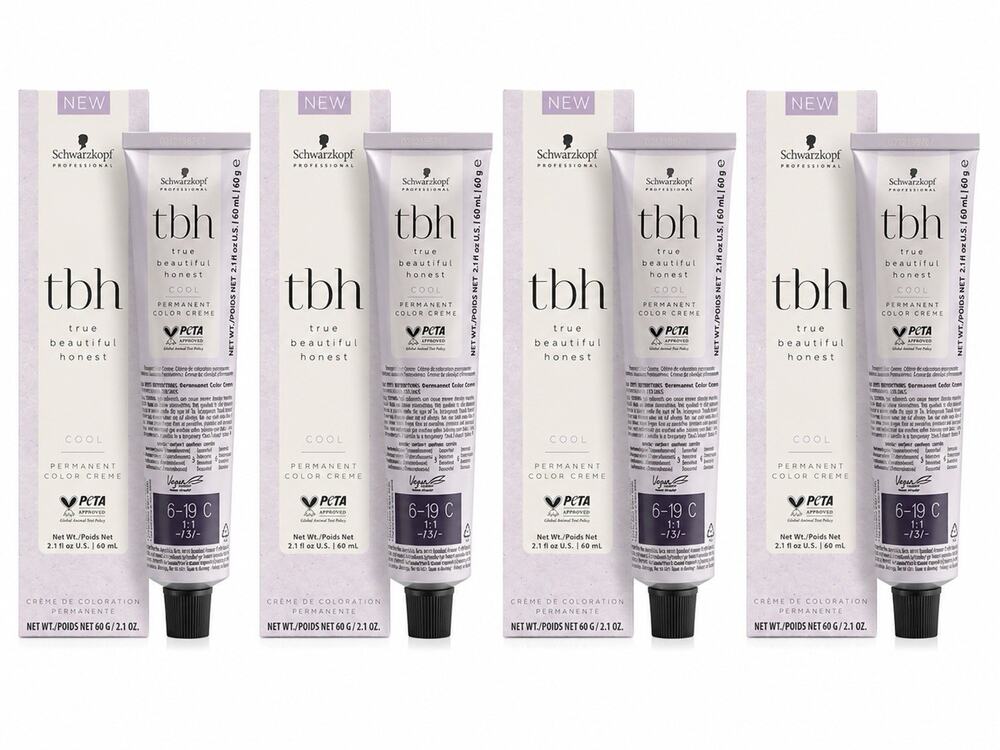 Schwarzkopf TBH True Beautiful Honest Cool Color Creme 6-19C 2.1 Fl Oz Set of 4